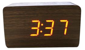 Relógio Digital Madeira 10 X 6 X 4 Cm Temperatura Hora