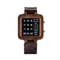 Relógio digital masculino Bird com design de marca de luxo, visão noturna, ébano de madeira, relógio exclusivo com mostr