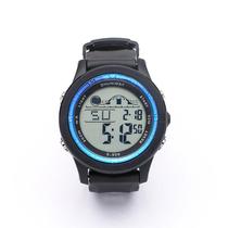 Relógio Digital Masculino Preto com Detalhe Azul