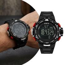 Relogio Digital Masculino Preto e Vermelho com Caixa de Polímero e Pulseira de Silicone à Prova d Água Shock Militar Esportivo e Casual Onix Relogio Digital Masculino Preto e Vermelho com Caixa de Polímero e Pulseira de Silicone à Prova d Água Shock Militar Esportivo e Casual Onix