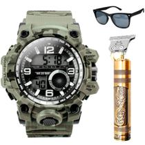 Relógio Digital Militar Camuflado Masculino + Kit Homem Presente