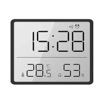 Relógio Digital Minimalista Com Display LCD Grande, Alarme De Umidade, Multifuncional, Baixo Consumo
