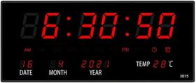Relógio Digital Parede LED Grande Bivolt com Data Hora Temperatura Alarme Academia Comércio Alta Visibilidade Fácil Instalação Preto