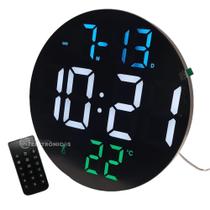 Relógio Digital Parede Led Possui Controle Remoto P/ Cozinha Sala Escritório Fácil Instalação LE2162