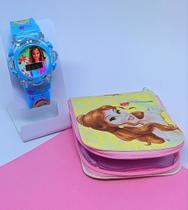 Relógio Digital Pisca Luz Led Toca Musica Meninas/Meninas + Carteira Infantil Desenho Animado Homem Aranha Lol Moda