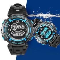 Relógio Digital Preto Esportivo Prova D'Agua Original de Pulso presente pai