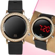 Relógio Digital Preto Feminino Cravejado de Brilhantes,para Festas - Ideal Para Presente