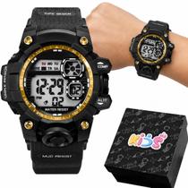 Relogio Digital Preto Infantil Led Silicone Data + Caixa original pulseira ajustavel presente criança resistente menino