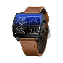 Relógio Digital Quartz À Prova D'Água Para Homens Com Duplo Display LED SANDA Moda Quadrado