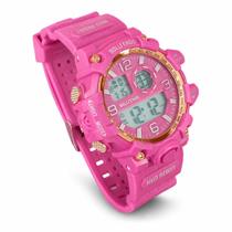 Relogio Digital Rosa Pink Feminino Leve Pequeno Digital 2026