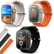 Relógio Digital Smartwatch Hw9 Ultra Max Branco - Série 9, Tela Amoled, GPS, Bússola, NFC, Duas Pulseiras