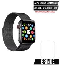 Relógio Digital Smartwatch Para Android IOS Troca Foto Faz Ligação Com 2 Pulseiras preto