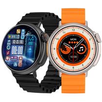 relógio digital smartwatch redondo inteligente hw3 ultra max bateria esportivo 90 funções nfc chamadas voz assist pressão batimentos calorias