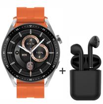 Relogio Digital Smatwatch Hw28 Esportivo tecnologia NFC mais fone de ouvido i12 Cor: Laranja