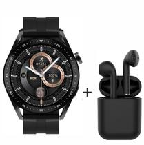 Relogio Digital Smatwatch Hw28 Esportivo tecnologia NFC mais fone de ouvido i12 Cor: Preto