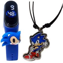 Relógio Digital Sonic Infantil Led + Colar Sonic Ajustável