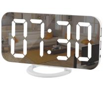 Relógio digital SZELAM, display grande, LED, alarme elétrico, branco