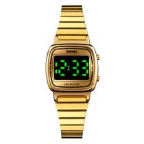Relógio Digital Unissex Discreto Dourado Led Skmei 1543