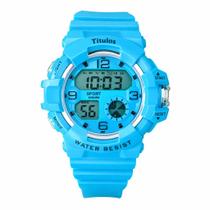 Relogio Digital Unissex Leve Azul Claro Modelo Europa 2026