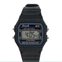 Relógio Digital Unissex Retrô Aqua Colorido com Pulseira de Silicone, Cronômetro, Alarme, Luz Noturna e Resistência à Água Varias Cores