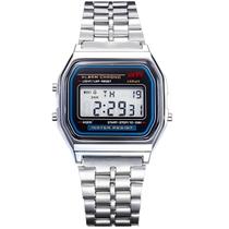 Relógio Digital Vintage Retro Unissex Aço Led Calendario Alarme Masculino Feminino - Wr Sport