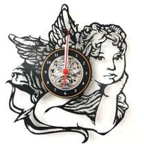 Relógio Disco de Vinil, Anjo, Jesus, Anjo da guarda, Decoração, Asas, Querubim - Avelar Criações