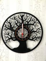 Relógio Disco de Vinil, Árvore da Vida, Natureza, Planta, Decoração - Avelar Criações