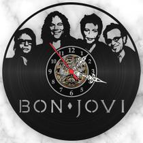 Relógio Disco de Vinil Bon Jovi - Bandas Hard Rock Disco Vinil Lp iLustrado Vintage ReTrô Clock de P