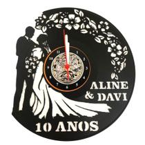 Relógio Disco de Vinil Casamento Personalizado Presente Noivos