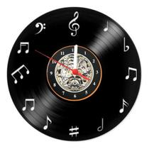 Relógio Disco De Vinil Decoração Notas Musicais Música Relógio Disco De Vinil Decoração Notas Musicais Música
