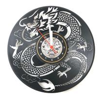 Relógio Disco de Vinil, Dragão Oriental, Decoração - Avelar Criações