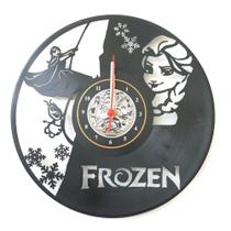 Relógio Disco de Vinil, Frozen, Elsa, Anna, Infantil, Quarto - Avelar Criações