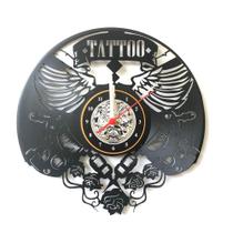Relógio Disco de Vinil, Tatuagem, Estúdio, Tattoo, Decoração - Avelar Criações