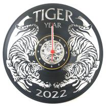 Relógio Disco de vinil, Tigres, Ano do Tigre, Calendário, Decoração, 2022 - Avelar Criações