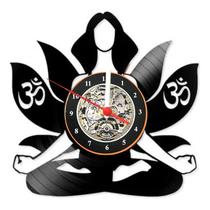 Relógio Disco De Vinil Yoga Símbolo Om Decoração