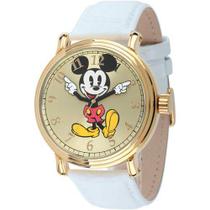 Relógio Disney Mickey Mouse W001849 para homens em couro branco