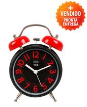 Relógio DIspertador Retrô Duplo Sino Analógico Vintage Clássico Quarto Escritório VERMELHO