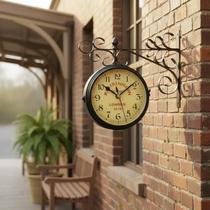 Relógio Dois Lados Retrô Decorativo Estilo Antigo em Ferro