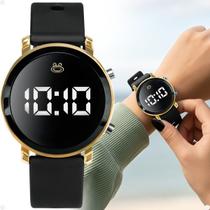 Relogio Dourado Aco Inoxidavel Digital Silicone Feminino qualidade premium original casual ajustavel preto moda presente