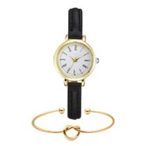 Relógio Dourado Feminino De Pulso Quartz Kit Com Pulseira