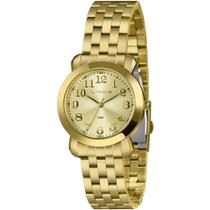 Relógio Dourado Feminino Lince Clássico Ponteiro Original+nf Relógio Dourado Feminino Lince Clássico Ponteiro Original+nf