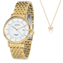 Relogio Dourado Feminino Orient de Pulso Resistente