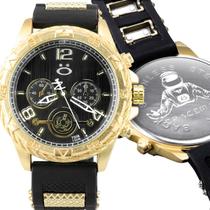 Relogio dourado qualidade premium silicone banhado + grande original preto ajustavel presente casual