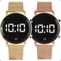Relogio Dourado Silicone Led + Relogio Digital Aço Feminino casual pulseira ajustavel social silicone original presente Relogio Dourado Silicone Led + Relogio Digital Aço Feminino casual pulseira ajustavel social silicone original presente
