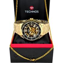 Relógio Dourado Technos Automatico Classic Esqueleto Original