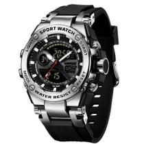 Relógio Dual Display Digital com Pulseira Silicone Multifuncional Impermeavel