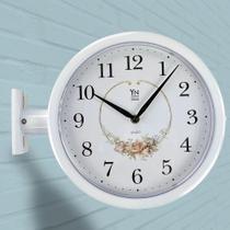 Relógio Dupla Face Estilo Estação de Trem Branco Vintage Retrô Parede Decorativo Relógio Dupla Face Estilo Estação de Trem Branco Vintage Retrô Parede Decorativo