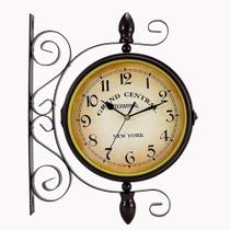 Relogio dupla face ferroviario de parede vintage estacao ferroviaria terminal decorativo analogico retro new york - Yeet