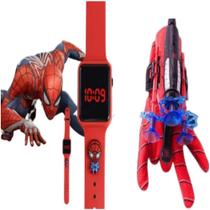 Relógio e Luva lança dardos infantil digital brinquedo Homem-Aranha - SMACTUDO