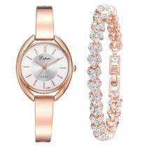 Relógio E Pulseira Feminino Com Caixa Presente Para Namorada